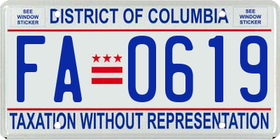 DC license plate FA0619