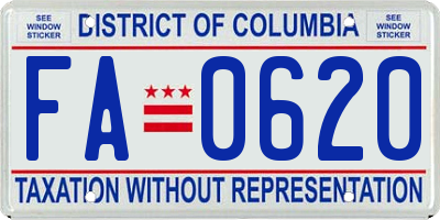 DC license plate FA0620