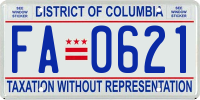 DC license plate FA0621