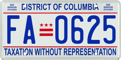 DC license plate FA0625