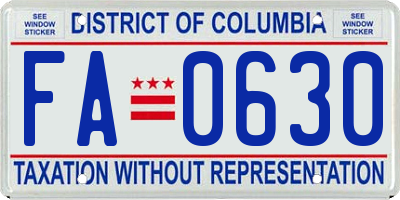 DC license plate FA0630