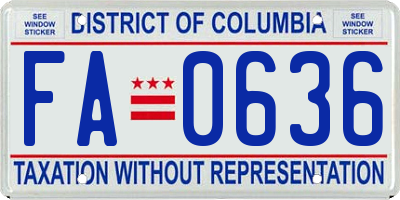 DC license plate FA0636