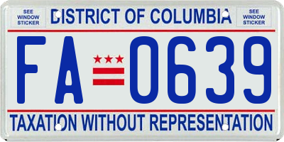 DC license plate FA0639