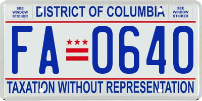 DC license plate FA0640