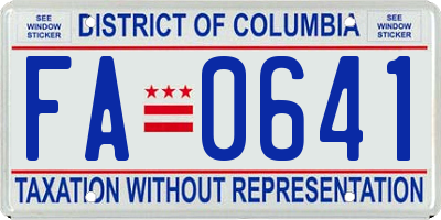 DC license plate FA0641