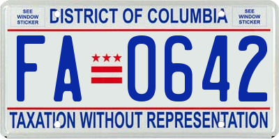 DC license plate FA0642