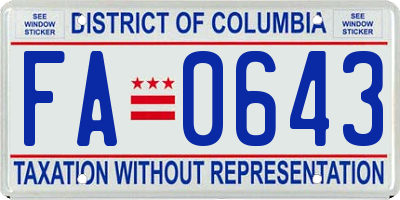 DC license plate FA0643