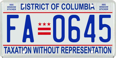 DC license plate FA0645