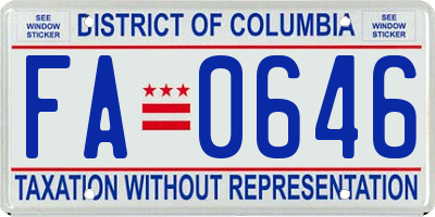 DC license plate FA0646