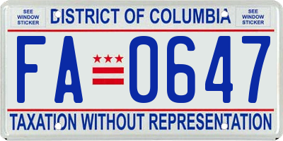 DC license plate FA0647