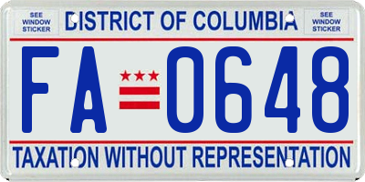 DC license plate FA0648