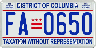 DC license plate FA0650