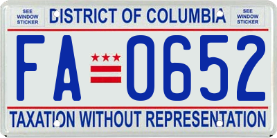 DC license plate FA0652