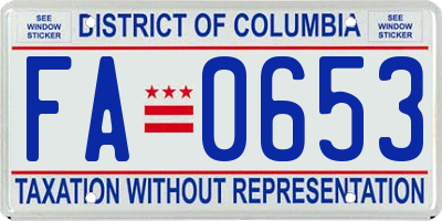 DC license plate FA0653