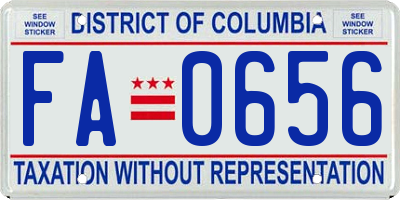 DC license plate FA0656