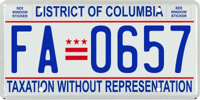 DC license plate FA0657