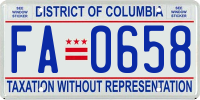 DC license plate FA0658