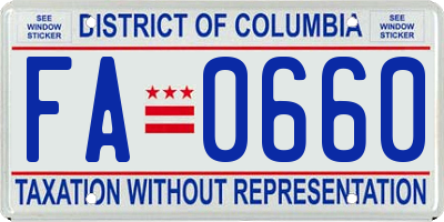 DC license plate FA0660