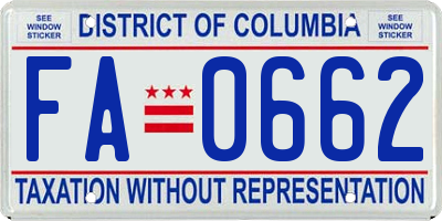 DC license plate FA0662