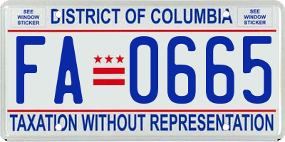 DC license plate FA0665