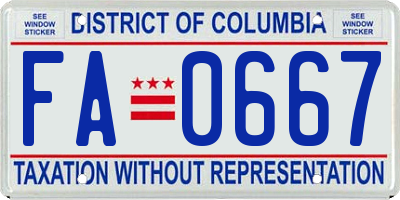 DC license plate FA0667