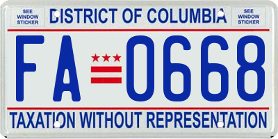 DC license plate FA0668