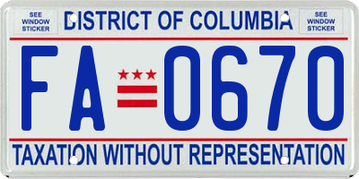 DC license plate FA0670