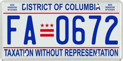 DC license plate FA0672