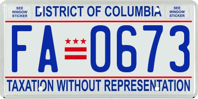 DC license plate FA0673