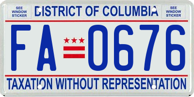 DC license plate FA0676