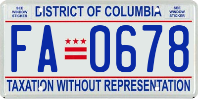 DC license plate FA0678