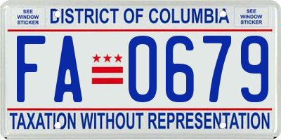 DC license plate FA0679