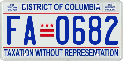 DC license plate FA0682