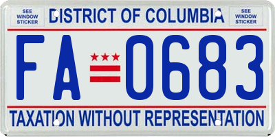 DC license plate FA0683