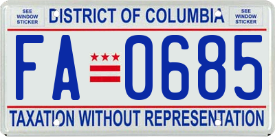 DC license plate FA0685