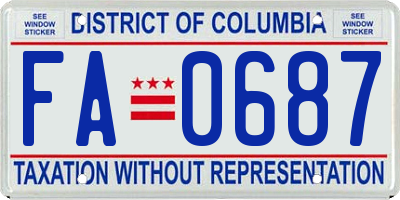 DC license plate FA0687