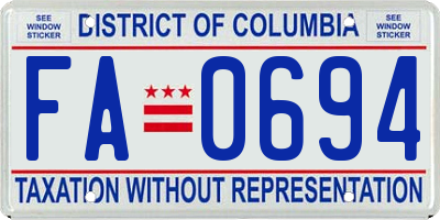 DC license plate FA0694