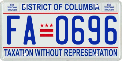 DC license plate FA0696