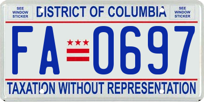 DC license plate FA0697