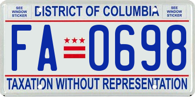 DC license plate FA0698