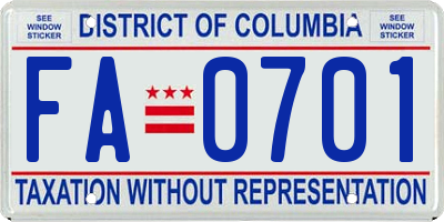 DC license plate FA0701