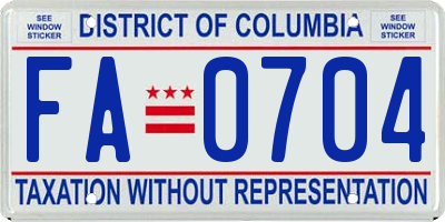 DC license plate FA0704