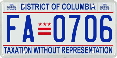 DC license plate FA0706