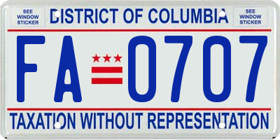 DC license plate FA0707