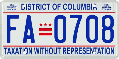 DC license plate FA0708