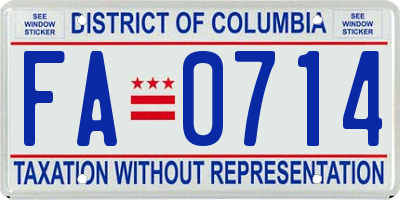 DC license plate FA0714