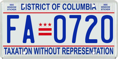 DC license plate FA0720