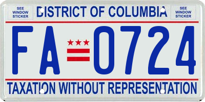 DC license plate FA0724