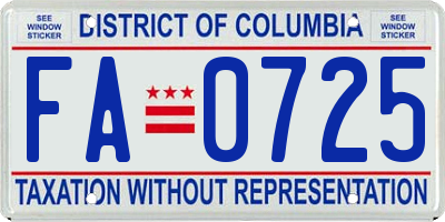 DC license plate FA0725