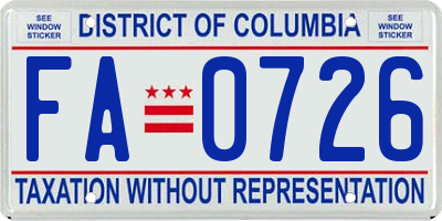 DC license plate FA0726